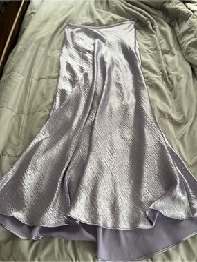 NWOT ANTONIO MELANI Metallic Lavender Satin Maxi Skirt